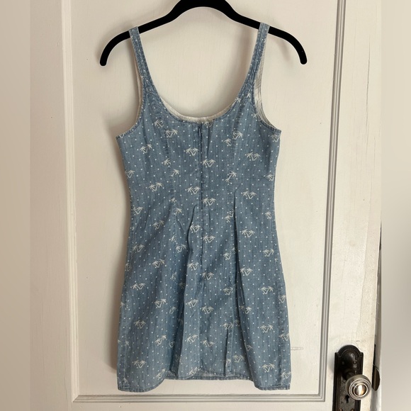 Hollister Size 1 mini jean dress with palm tree pattern - Picture 3 of 8